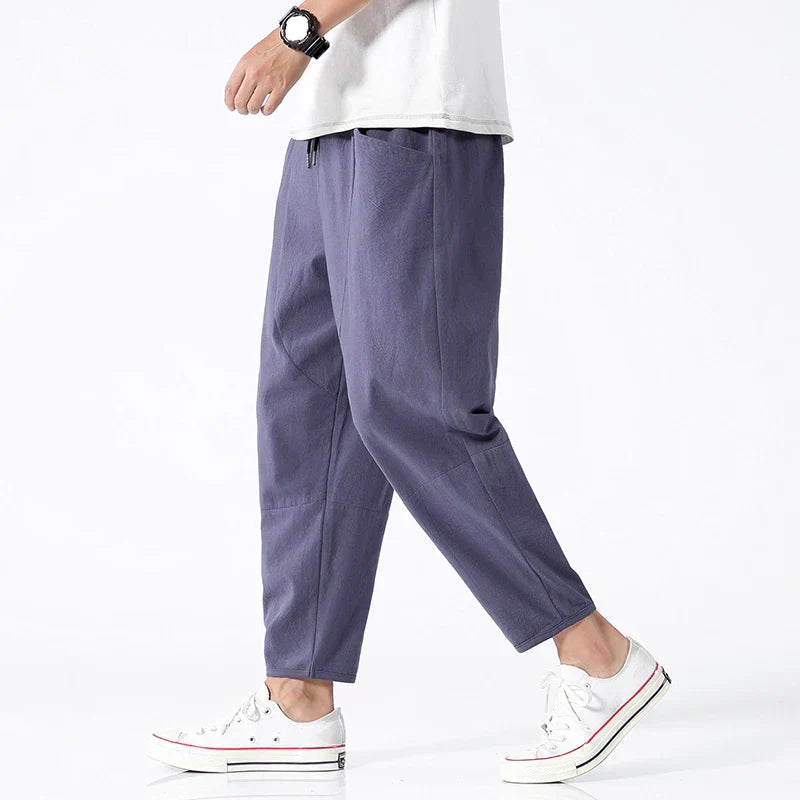 Kyoto Linen Cropped Pants | Lightweight & Breathable Trousers Men