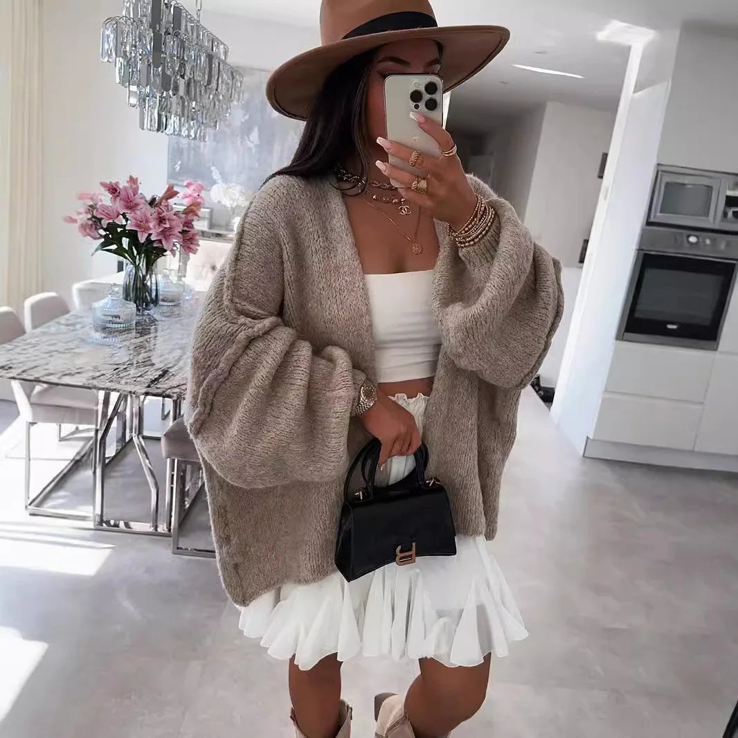 Cardigan oversize aperto con maniche lunghe morbide | Donna Autunno Inverno