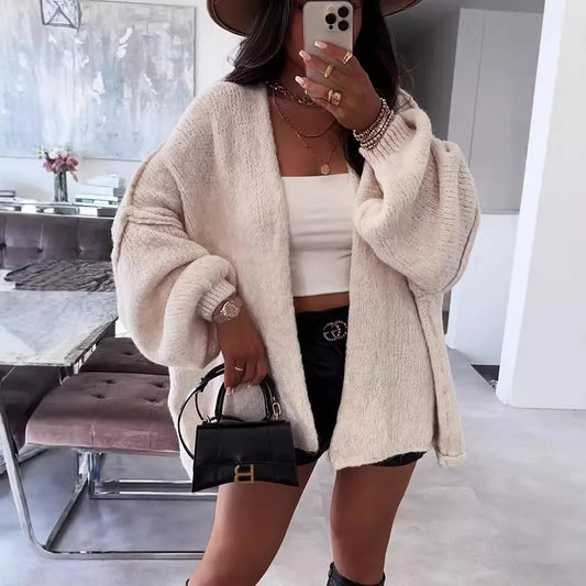 Cardigan oversize aperto con maniche lunghe morbide | Donna Autunno Inverno