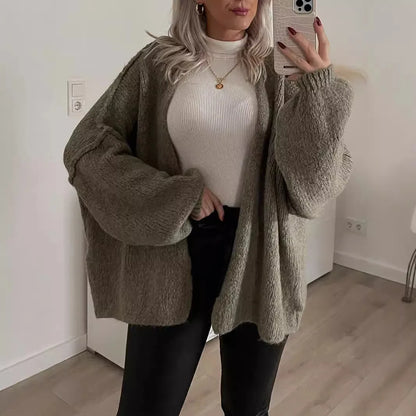 Cardigan oversize aperto con maniche lunghe morbide | Donna Autunno Inverno