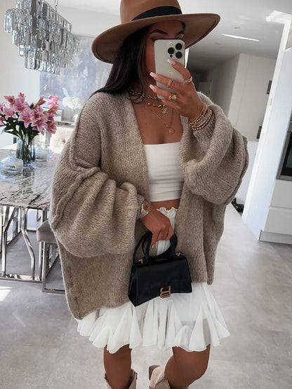 Cardigan oversize aperto con maniche lunghe morbide | Donna Autunno Inverno